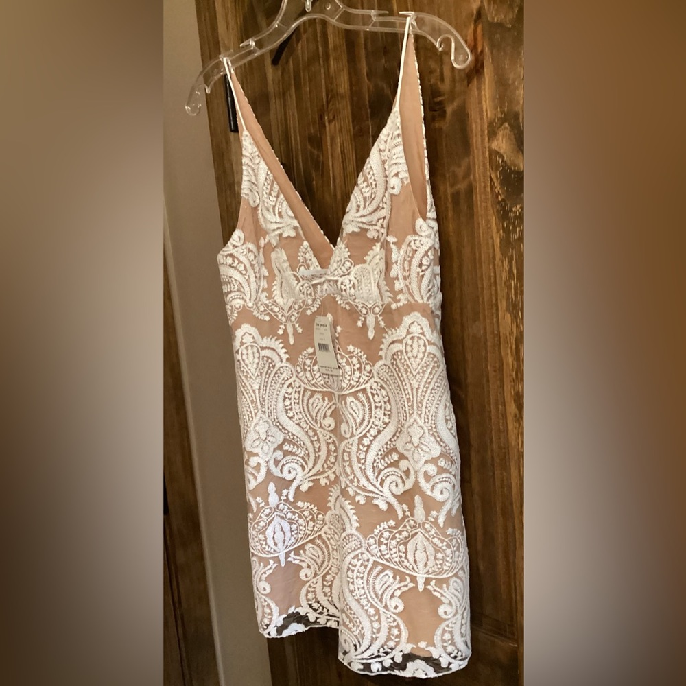 Free people ivory laced mini dress